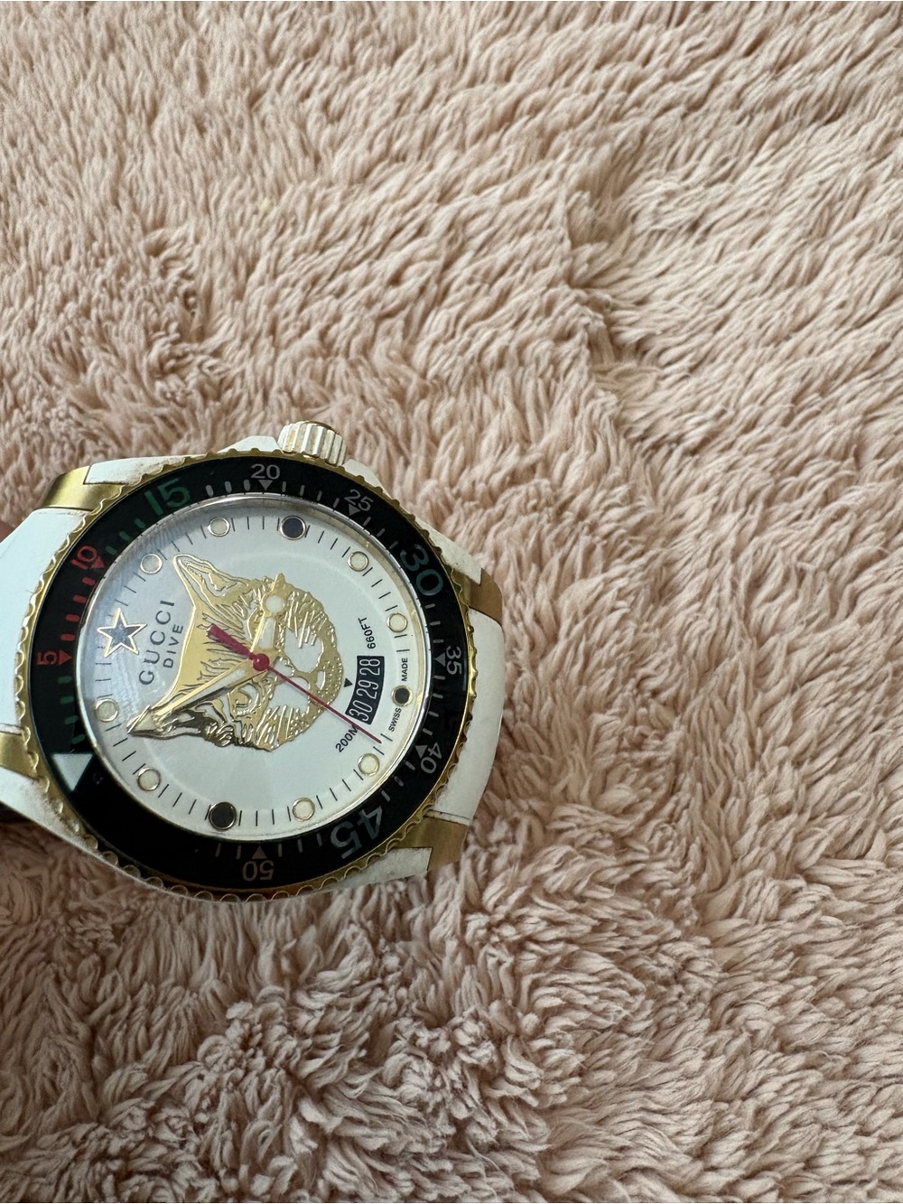 Gucci Men's Watch in White, Black and Gold Accents